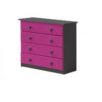 verona 4 drawer graphite chest with fuschia