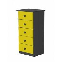 verona 5 drawer bedside table graphite with lime