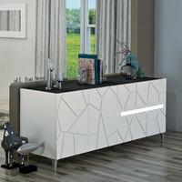 Venice Sideboard In White High Gloss And Slate With Lighting