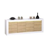 Vegan Modern Sideboard In Oak And White Gloss With LED Lighting