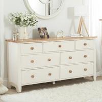 Verso Wide Chest Of Drawers In Ivory White With 7 Drawers
