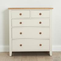 Verso Wooden Chest Of Drawers In Ivory White With 5 Drawers