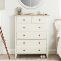 Verso Wooden Chest Of Drawers In Ivory White With 6 Drawers