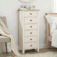 Verso Tall Chest Of Drawers In Ivory White With 6 Drawers