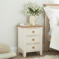 Verso Bedside Cabinet In Ivory White With 3 Drawers