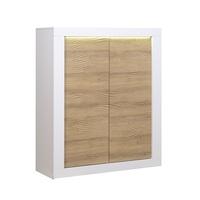 Vegan Highboard In Oak And White Gloss With LED Lighting