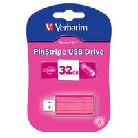 Verbatim 32GB 49056 PinStripe USB 2.0 Flash Drive - Hot Pink