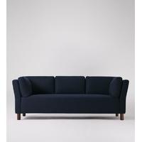 venezia three seater sofa in midnight wool walnut feet