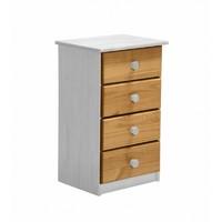 Verona 4 Drawer Bedside Table White with Antique