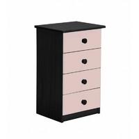 Verona 4 Drawer Bedside Table Graphite with Pink