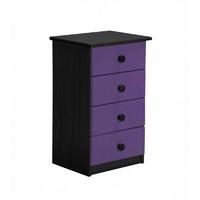 Verona 4 Drawer Bedside Table Graphite with Lilac