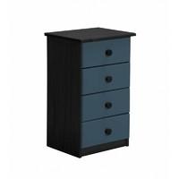 Verona 4 Drawer Bedside Table Graphite with Blue