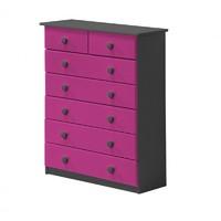 Verona 5 plus 2 Drawer Graphite Chest with Fuschia