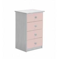 verona 4 drawer bedside table white with pink