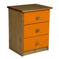 Verona 3 Drawer Bedside Table Orange