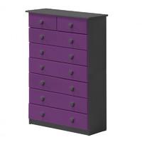 Verona 6 plus 2 Drawer Graphite Chest with Lilac