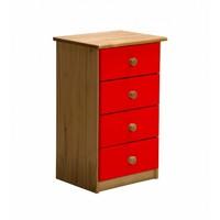 Verona 4 Drawer Bedside Table Red