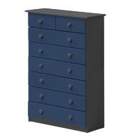 Verona 6 plus 2 Drawer Graphite Chest with Blue