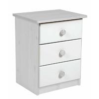 Verona 3 Drawer Bedside Table White with White