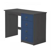 verona 4 drawer single graphite dressing table with blue