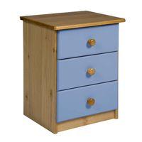 verona 3 drawer bedside table baby blue