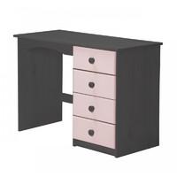 verona 4 drawer single graphite dressing table with pink