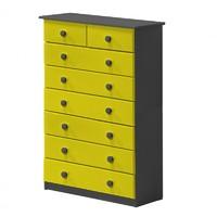 verona 6 plus 2 drawer graphite chest with lime