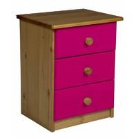 Verona 3 Drawer Bedside Table Fushia