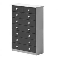 Verona 6 plus 2 Drawer White Chest with Graphite