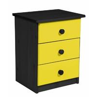 verona 3 drawer bedside table graphite with lime