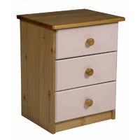 Verona 3 Drawer Bedside Table Pink