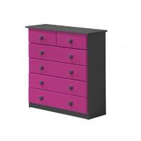 verona 4 plus 2 drawer graphite chest with fuschia