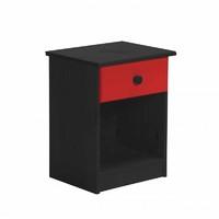 verona 1 drawer bedside table graphite with red