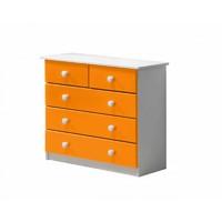 Verona 3 plus 2 Drawer White Chest with Orange