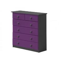 Verona 4 plus 2 Drawer Graphite Chest with Lilac