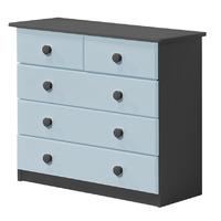 Verona 3 plus 2 Drawer Graphite Chest with Baby Blue