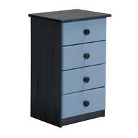 verona 4 drawer bedside table graphite with baby blue