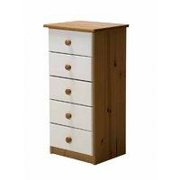 Verona 5 Drawer Bedside Table White