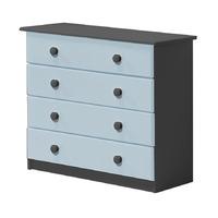 Verona 4 Drawer Graphite Chest with Baby Blue