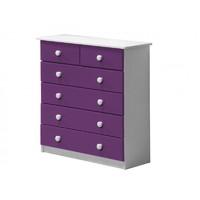 Verona 4 plus 2 Drawer White Chest with Lilac