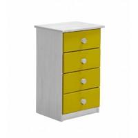 verona 4 drawer bedside table white with lime