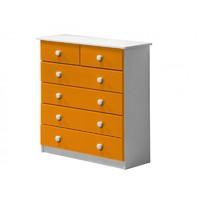 Verona 4 plus 2 Drawer White Chest with Orange