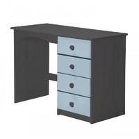 verona 4 drawer single graphite dressing table with baby blue