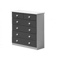 Verona 4 plus 2 Drawer White Chest with Graphite