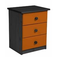 verona 3 drawer bedside table graphite with orange