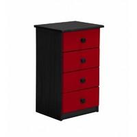 Verona 4 Drawer Bedside Table Graphite with Red