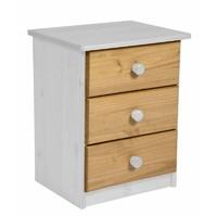 verona 3 drawer bedside table white with antique