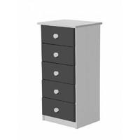 Verona 5 Drawer Bedside Table White with Graphite