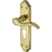 Verona Small Euro Profile Door Handle (Set of 2) Finish: Polished Brass