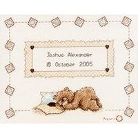 vervaco sleepy popcorn birth sampler counted cross stitch multi colour